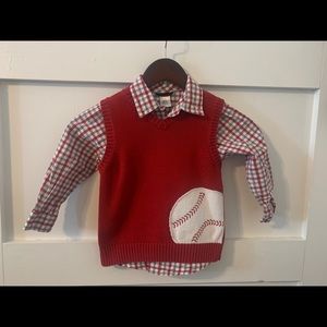 Toddler boys Gymboree baseball vest and shirt set